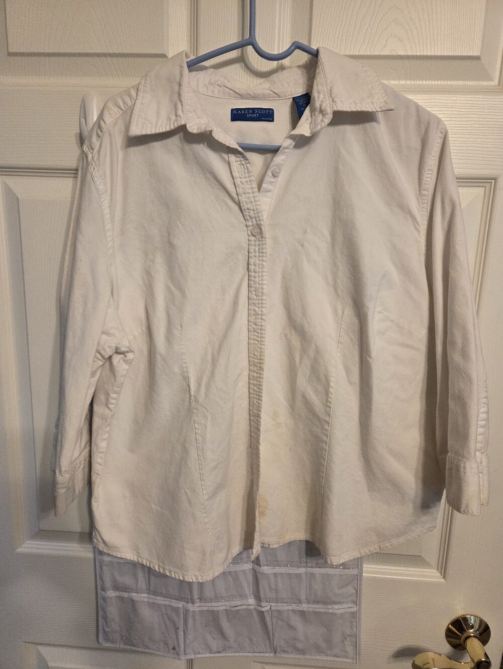 Karen Scott SPORT Cream Button-Front Casual Women's 1x Shirt